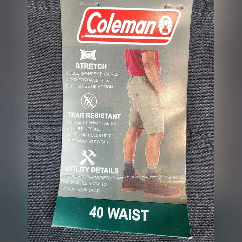 Coleman New Canvas Shorts‎ Flat Front Stretch Comfortable Outdoor  Men's Size 40